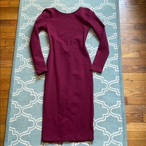 Wine long sleeve dress